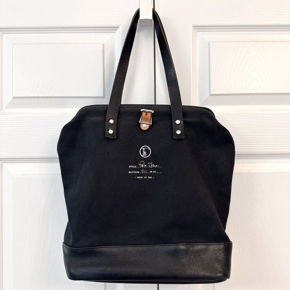 Fleabags Black Canvas Leather Frame Tote, Limited Edition 80/100, Made in USA